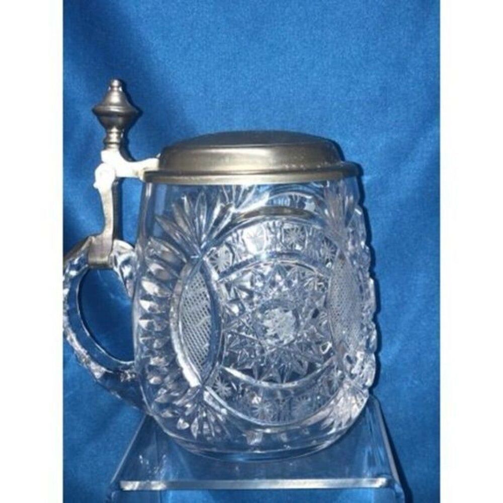 Rein Zinn beer mug crystal putter lid 5 tall,3.5 wide large